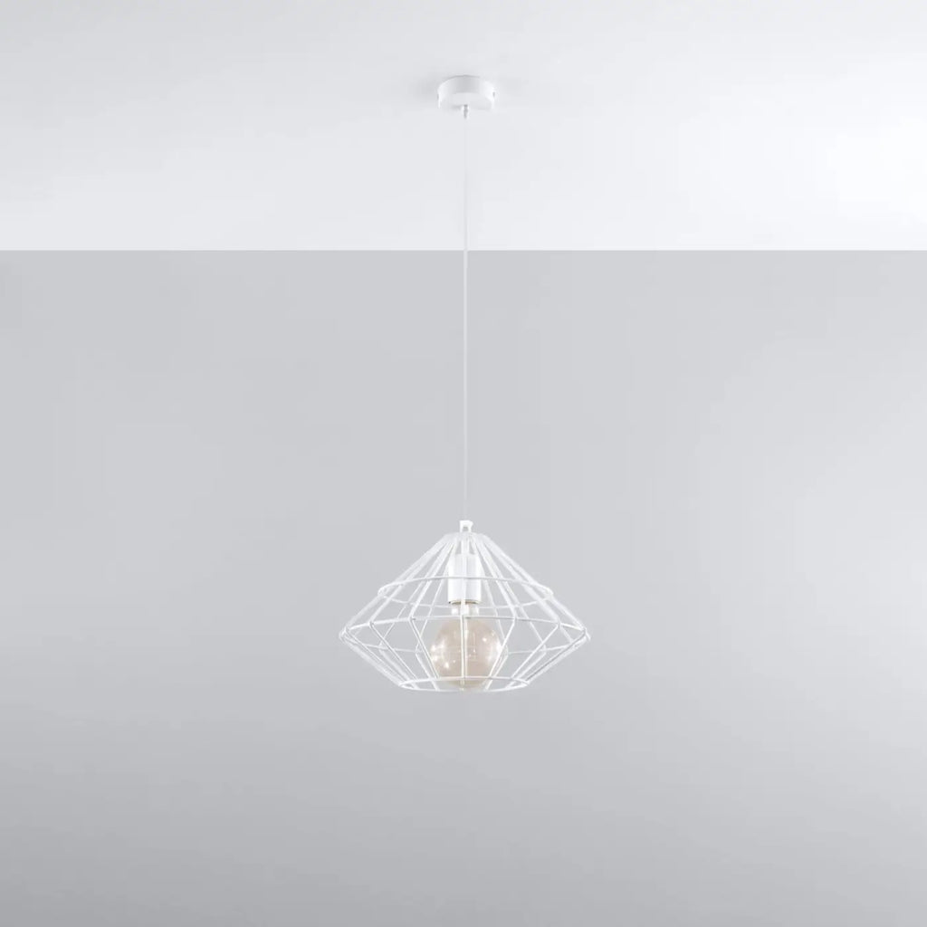 Suspension cage diamant en fil d'acier, 32 cm, blanc ou noir, blanc