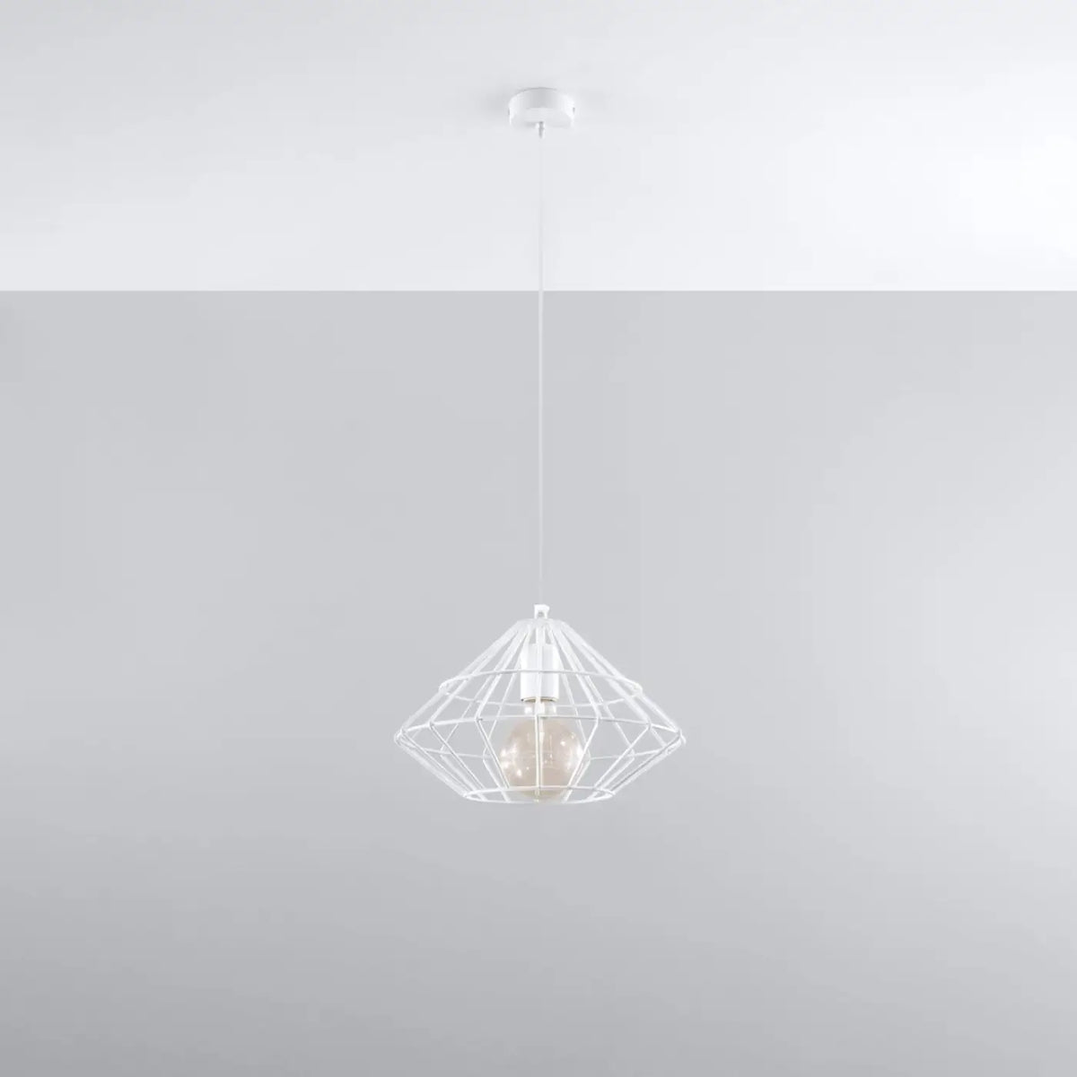 Suspension cage diamant en fil d'acier, 32 cm, blanc ou noir, blanc
