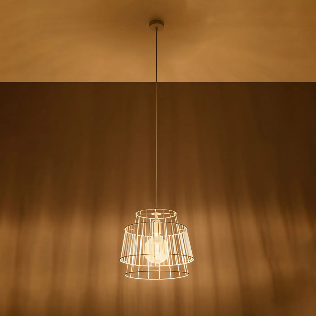 Suspension cage en fil d'acier à deux étages, 35 cm, blanc ou noir