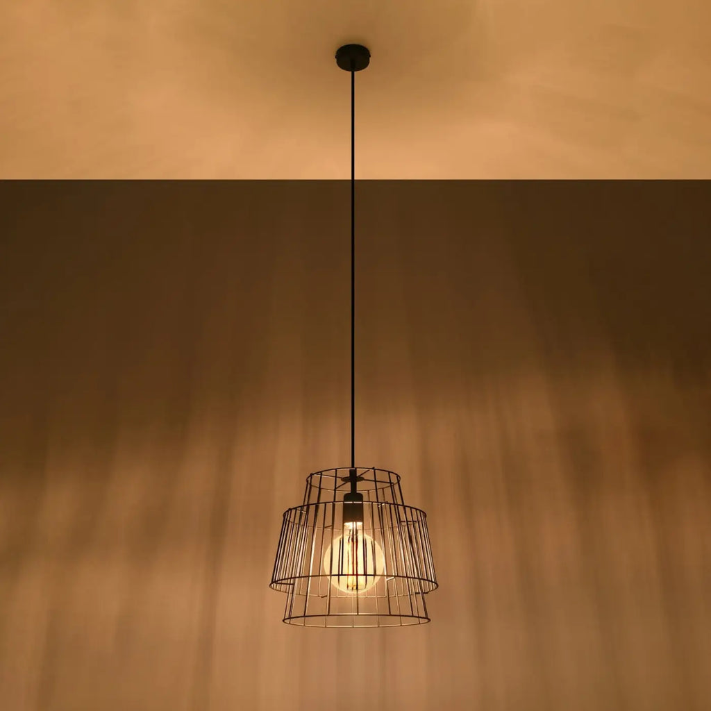 Suspension cage en fil d'acier à deux étages, 35 cm, blanc ou noir