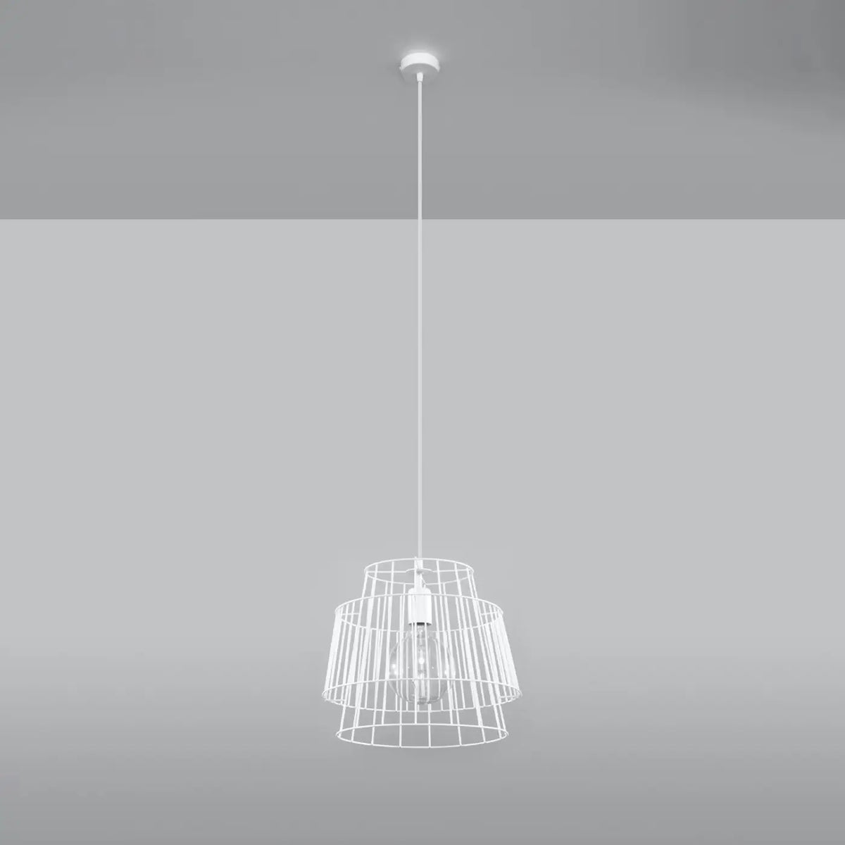 Suspension cage en fil d'acier à deux étages, 35 cm, blanc ou noir, blanc