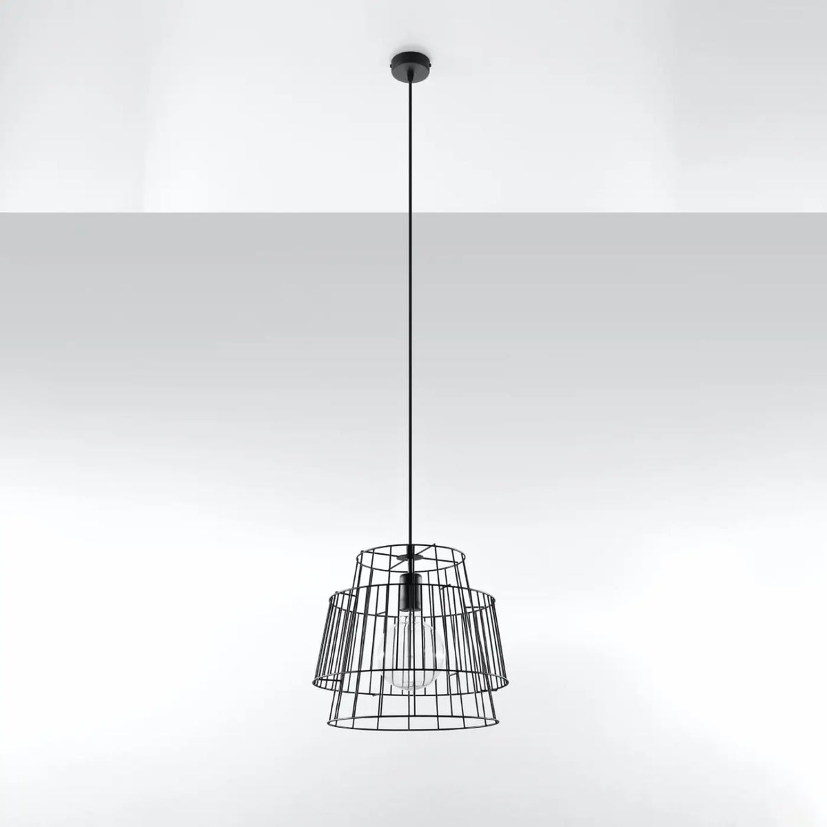 Suspension cage en fil d'acier à deux étages, 35 cm, blanc ou noir, noir