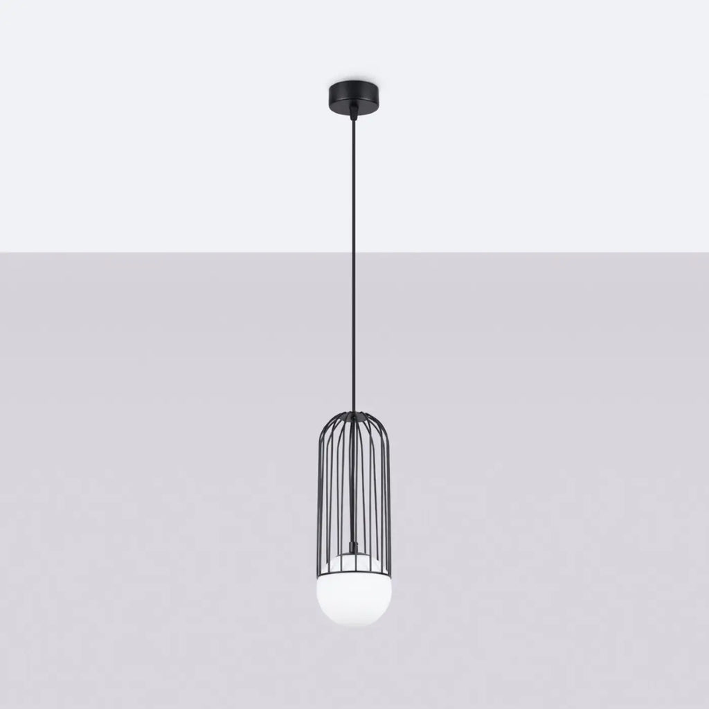 Suspension cage fine en acier, noir ou blanc, 1 ou 3 sources, noir