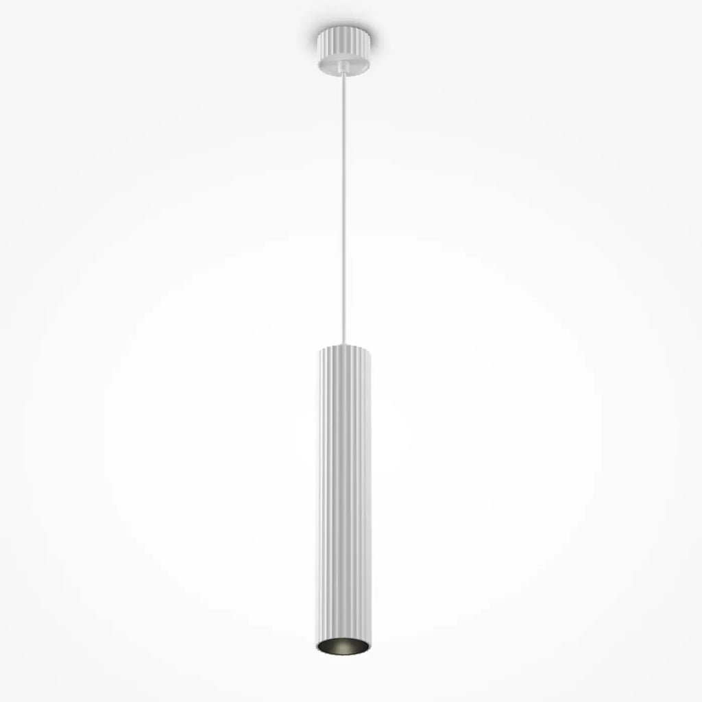 Suspension tube cannelé en aluminium, noir, doré ou blanc