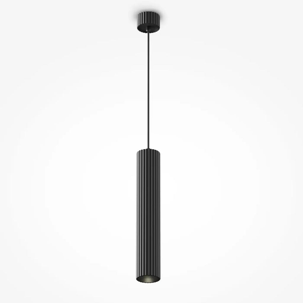 Suspension tube cannelé en aluminium, noir, doré ou blanc