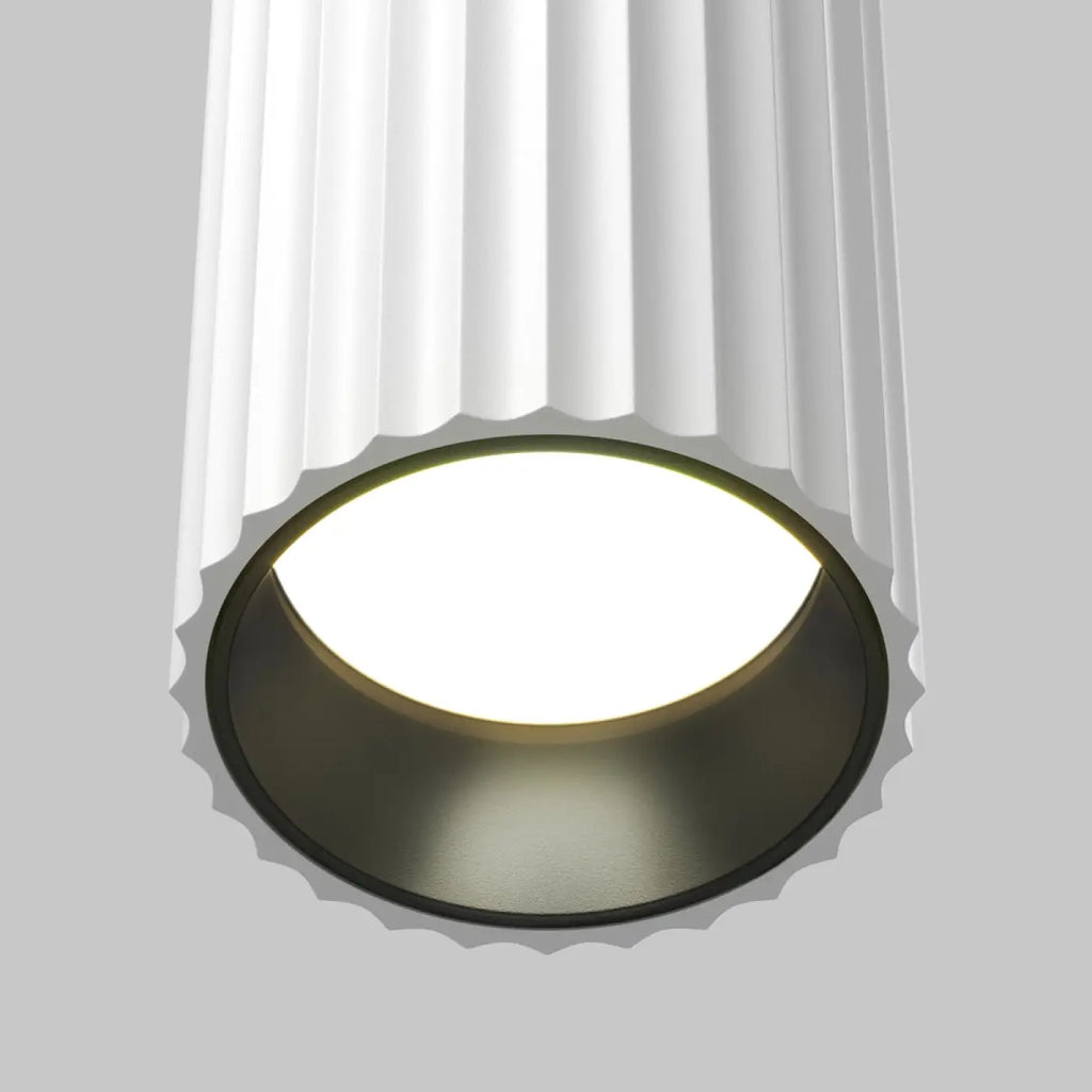 Suspension tube cannelé en aluminium, noir, doré ou blanc