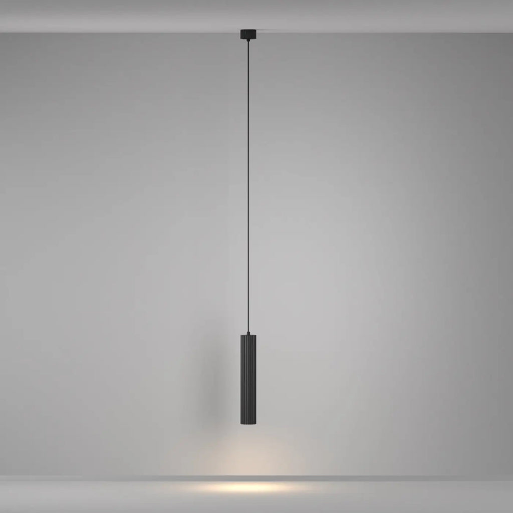 Suspension tube cannelé en aluminium, noir, doré ou blanc, noir