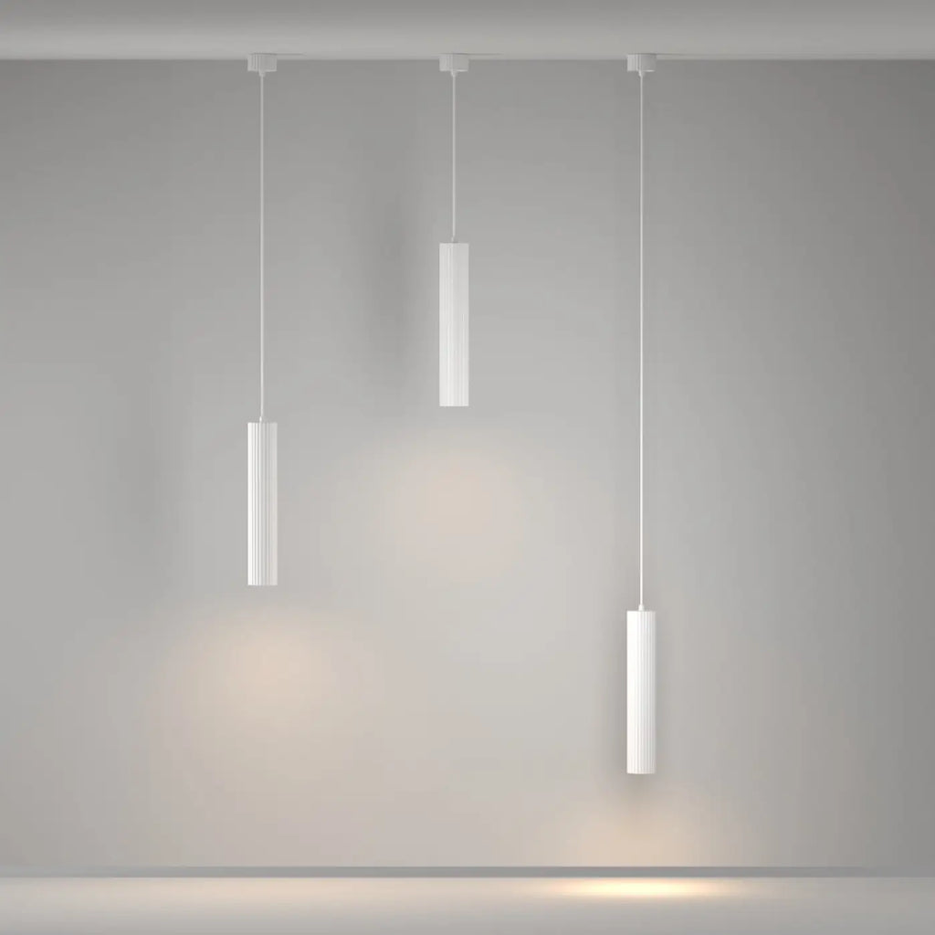 Suspension tube cannelé en aluminium, noir, doré ou blanc