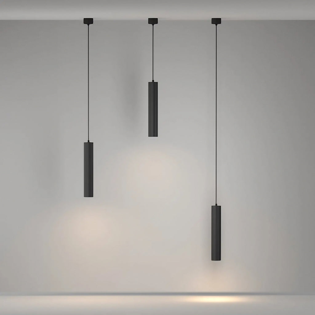 Suspension tube cannelé en aluminium, noir, doré ou blanc