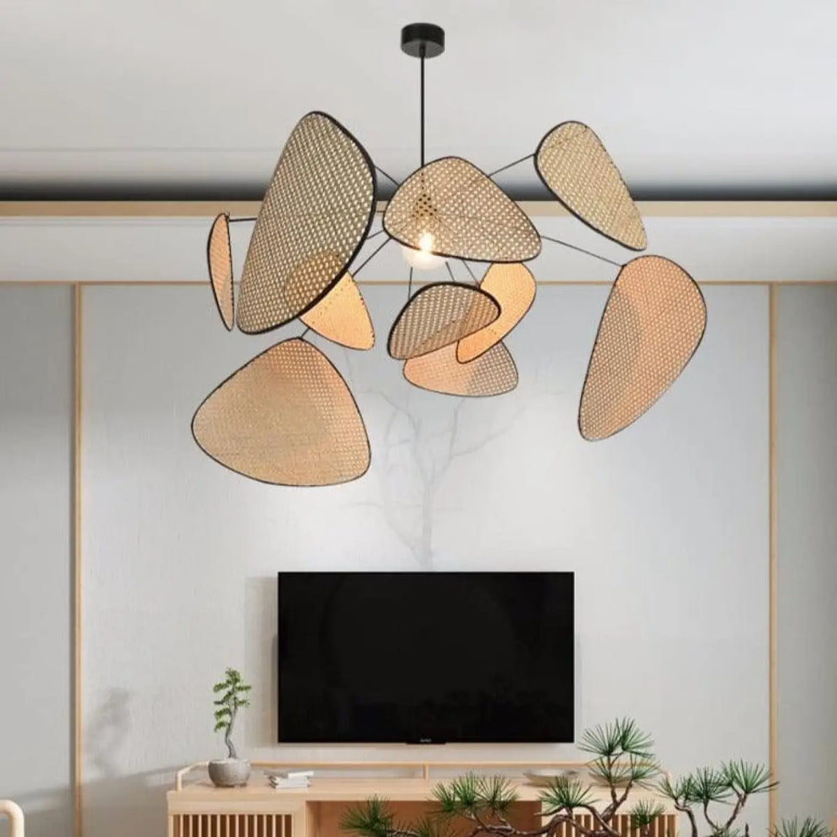 Suspension en cannage tressé, trois tailles S, M et L
