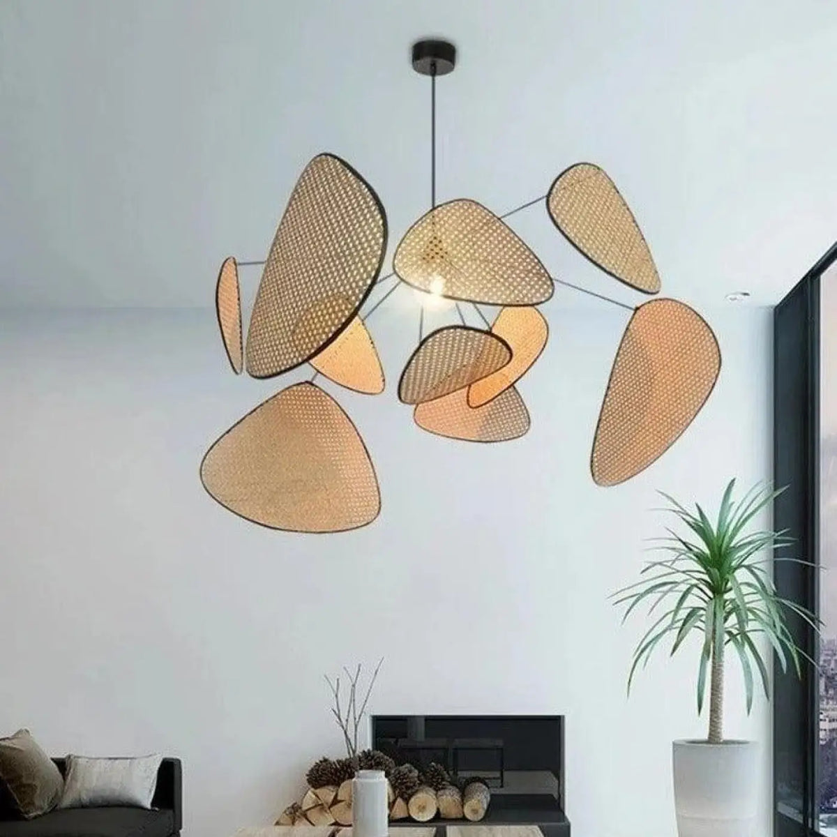 Suspension en cannage tressé, trois tailles S, M et L