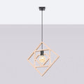 Suspension en cadres carrés de bois emboîtés, ampoule apparente