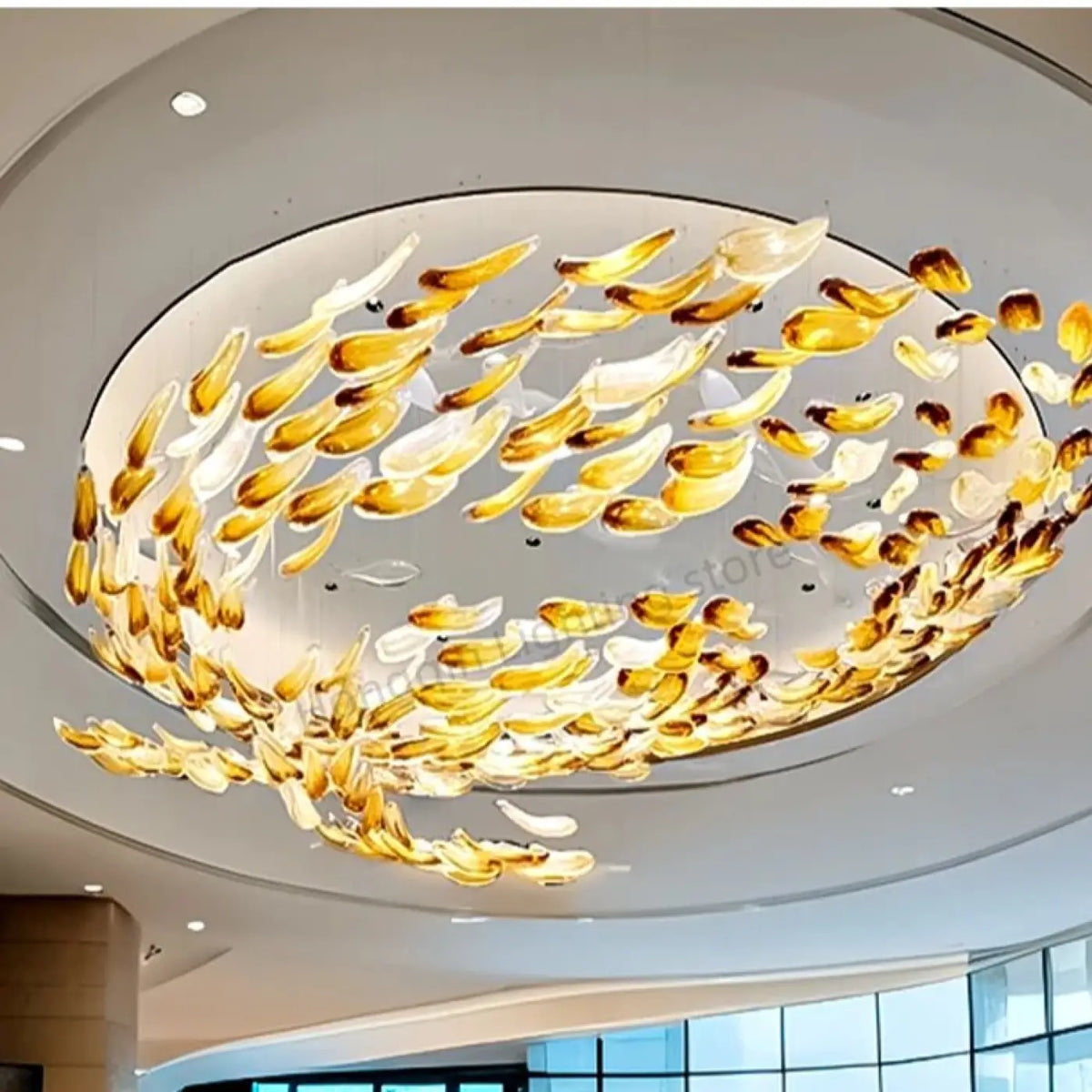 Lustre cascade en cristal doré à feuilles, tailles S à XL