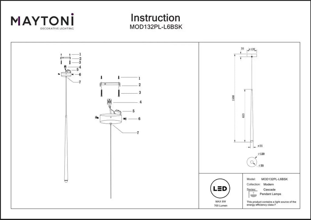 Suspension LED conique allongée en aluminium, noir ou doré