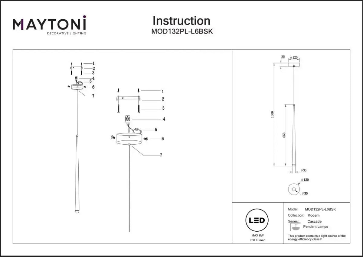 Suspension LED conique allongée en aluminium, noir ou doré