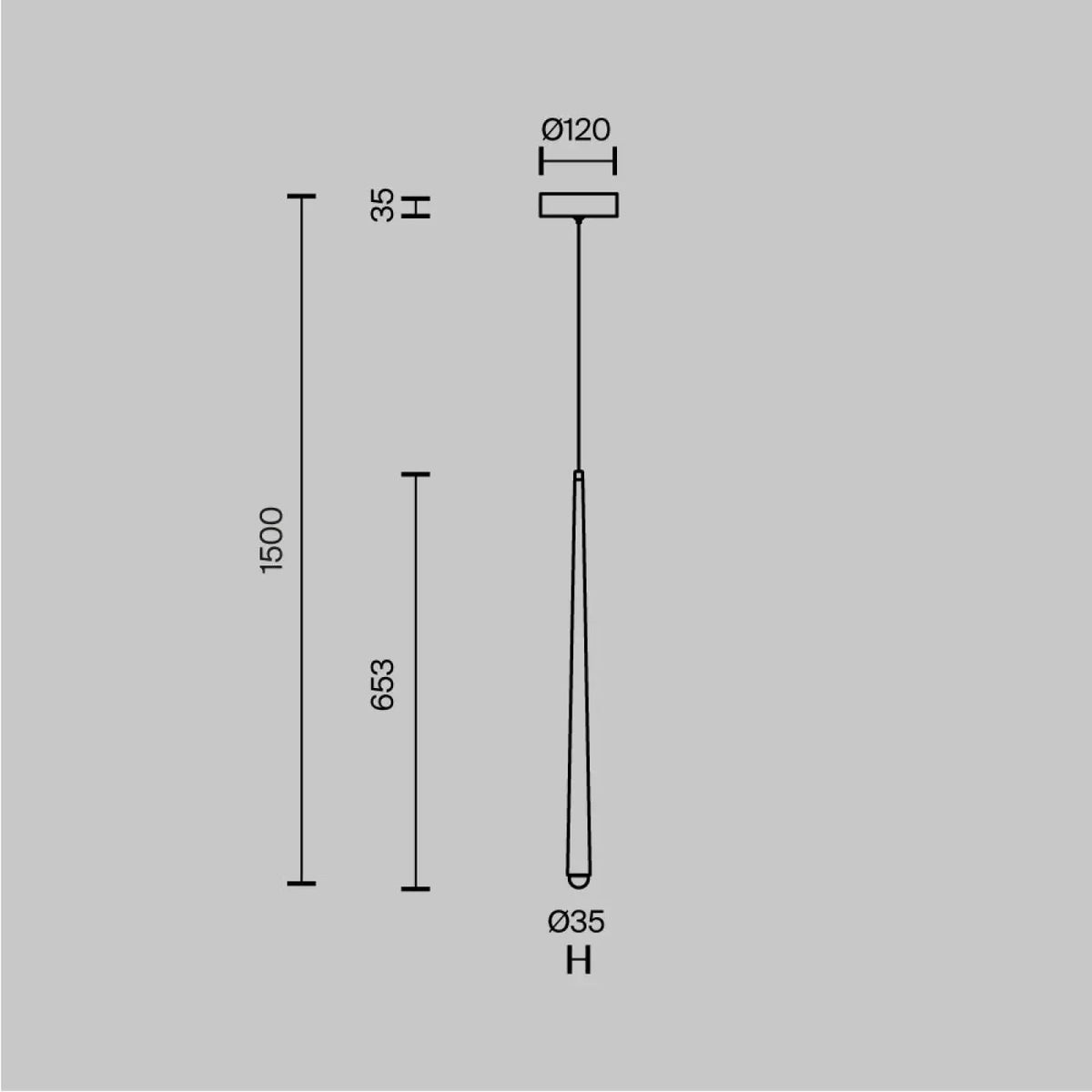 Suspension LED conique allongée en aluminium, noir ou doré