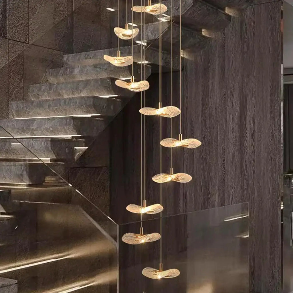 Suspension d'escalier à disques lumineux étagés, tailles S à XL