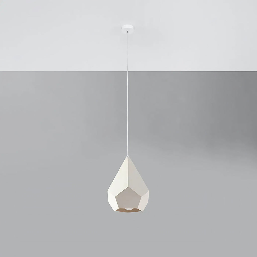 Suspension en céramique blanche à abat-jour géométrique, E27
