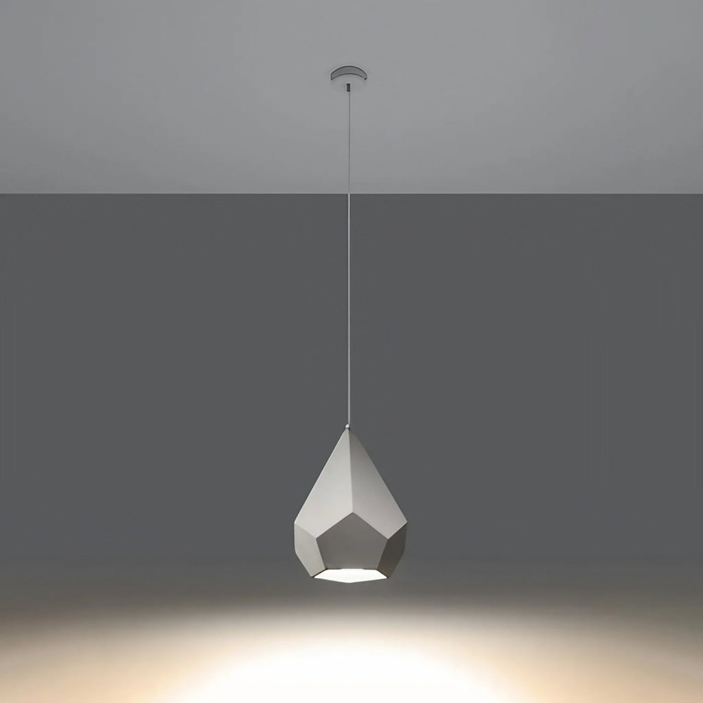 Suspension en céramique blanche à abat-jour géométrique, E27