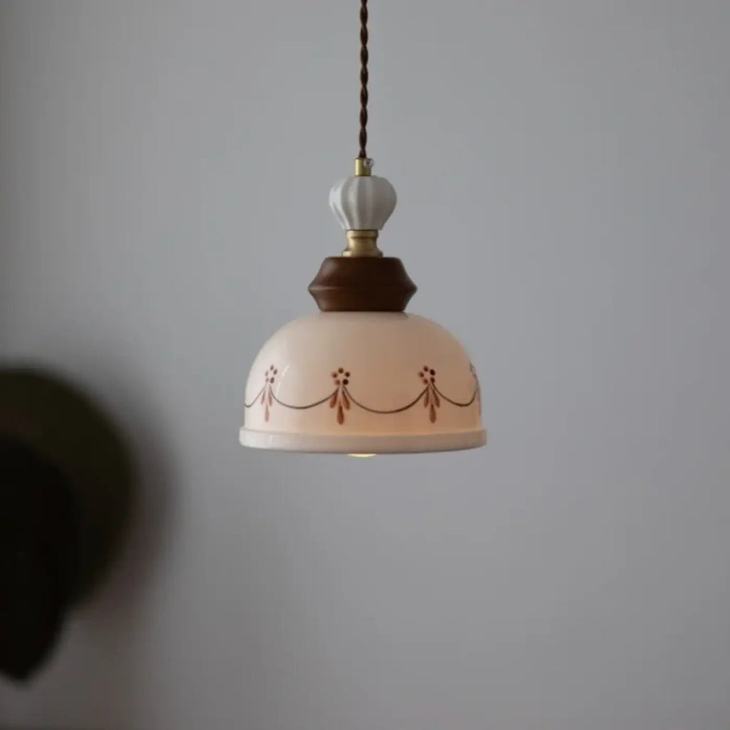 Suspension classique en céramique à ornement de fleur, 3 modèles