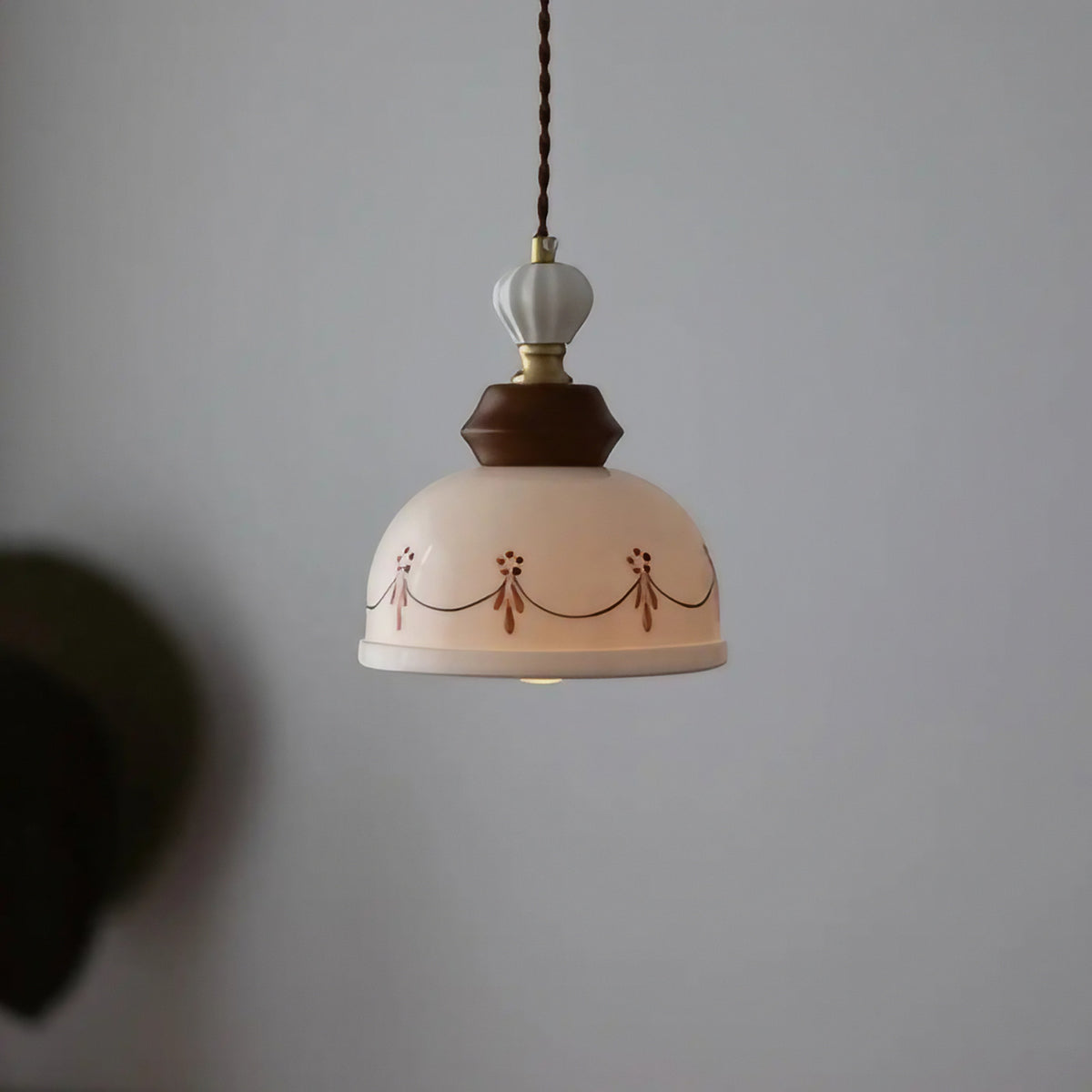 Suspension classique en céramique à ornement de fleur, 3 modèles