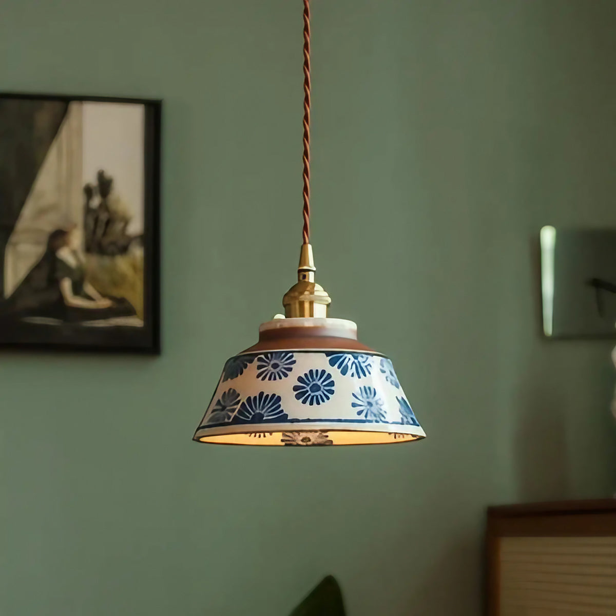 Suspension en céramique émaillée, finition brillante