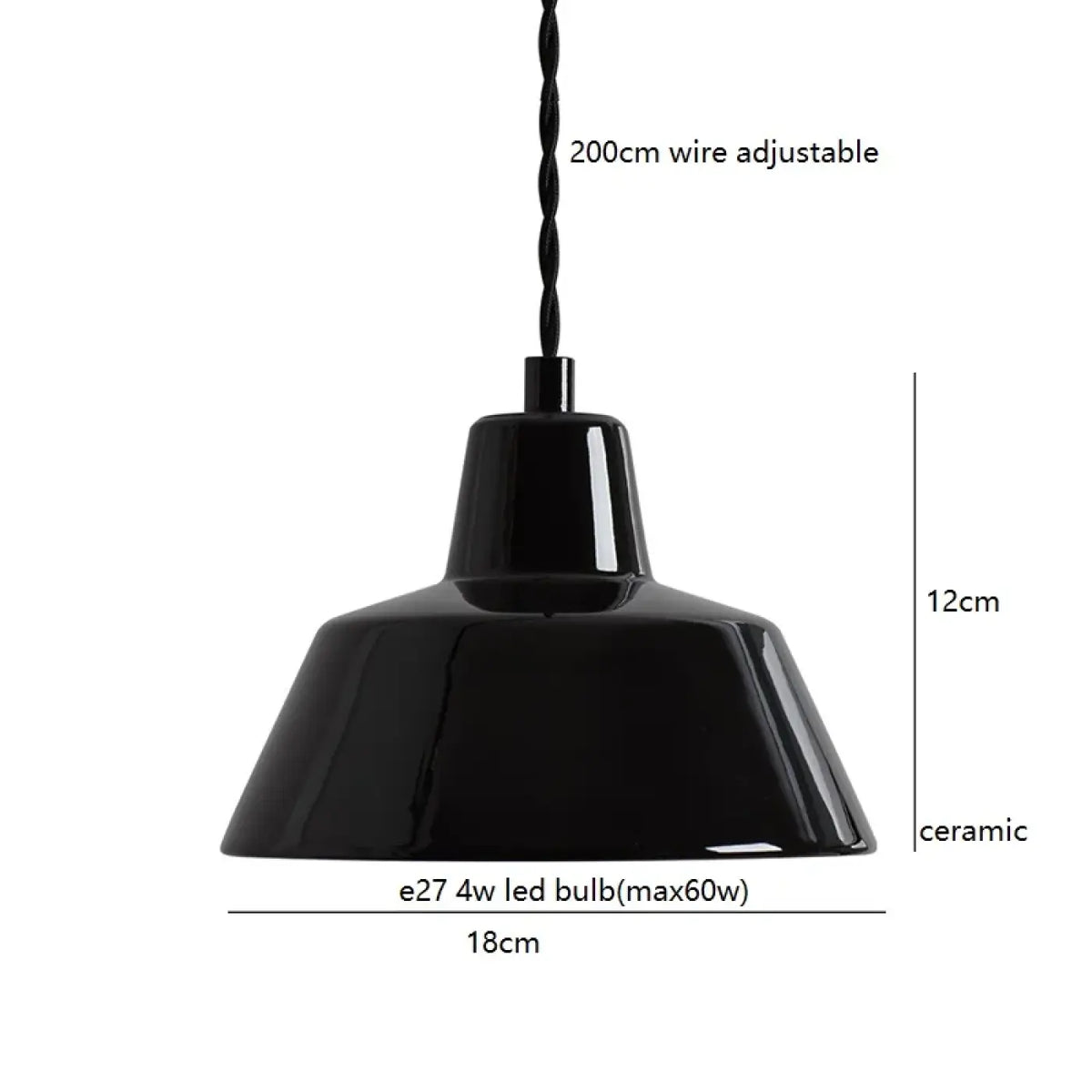 Suspension en céramique esprit atelier, coloris noir ou blanc