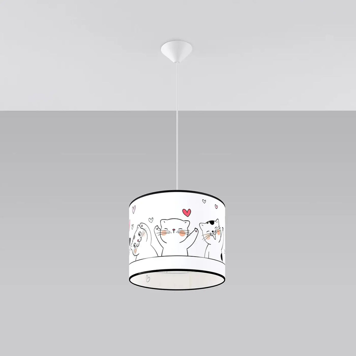 Suspension chambre d'enfant, abat-jour à motif de chats colorés