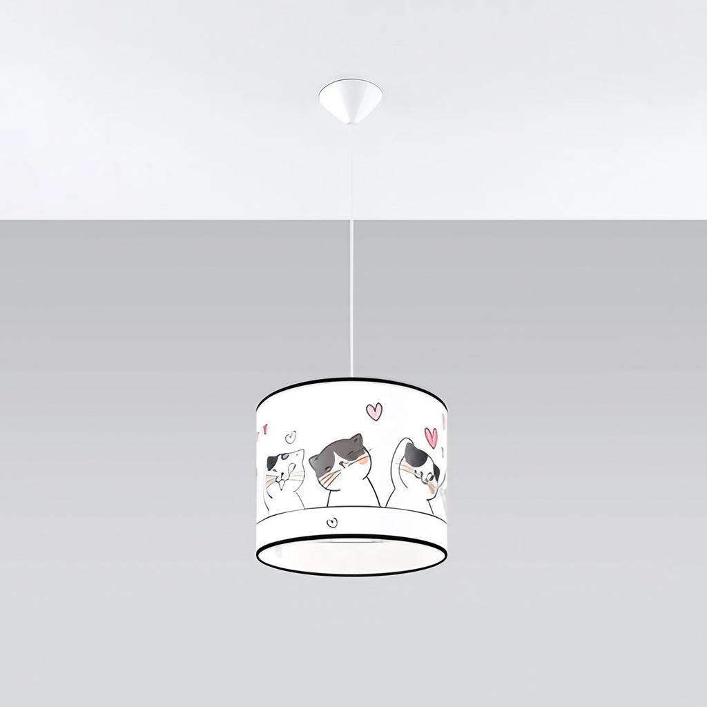 Suspension chambre d'enfant, abat-jour à motif de chats colorés