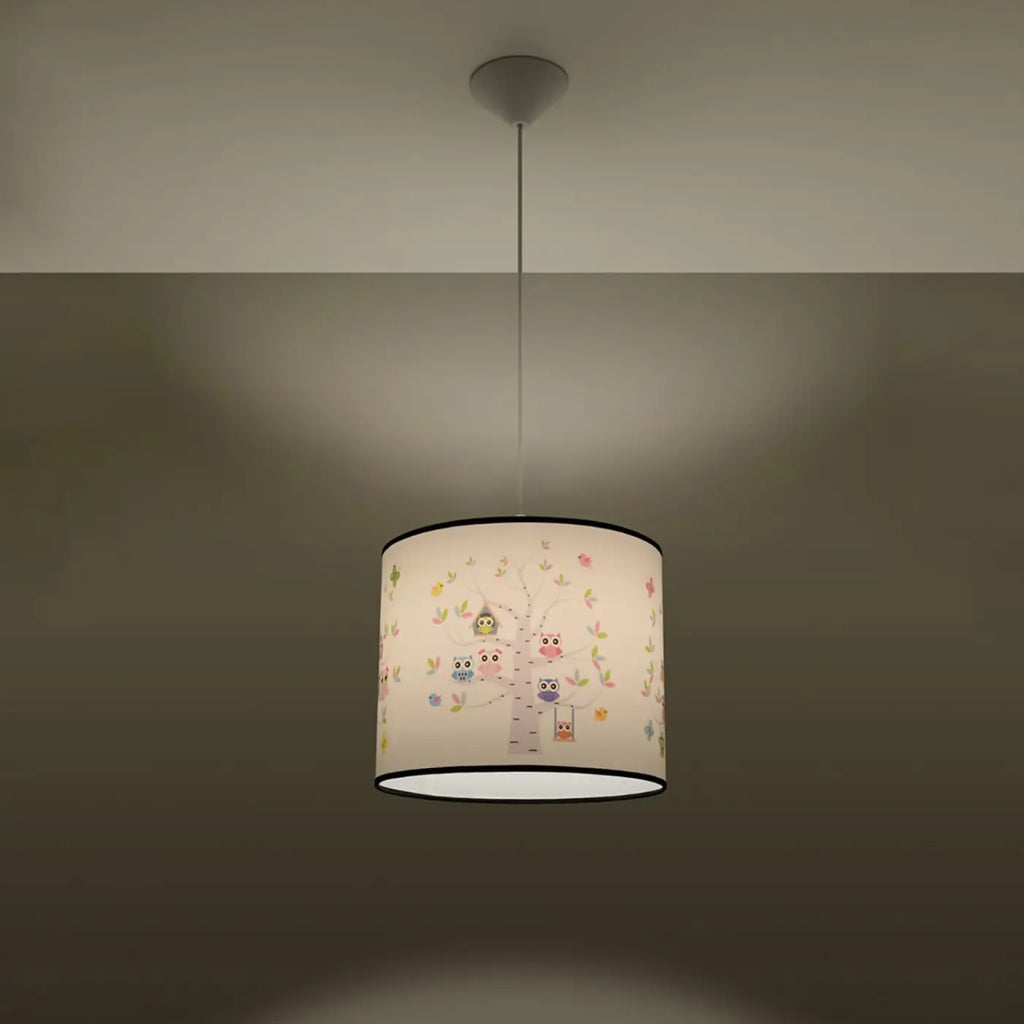 Suspension chambre d'enfant, abat-jour à motif de hiboux colorés