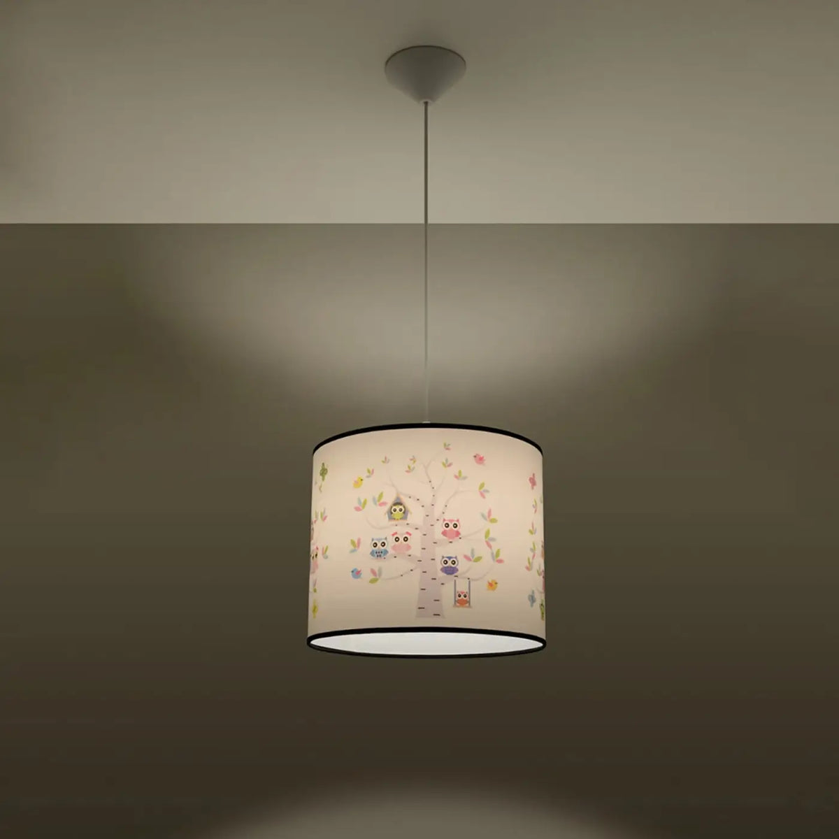 Suspension chambre d'enfant, abat-jour à motif de hiboux colorés