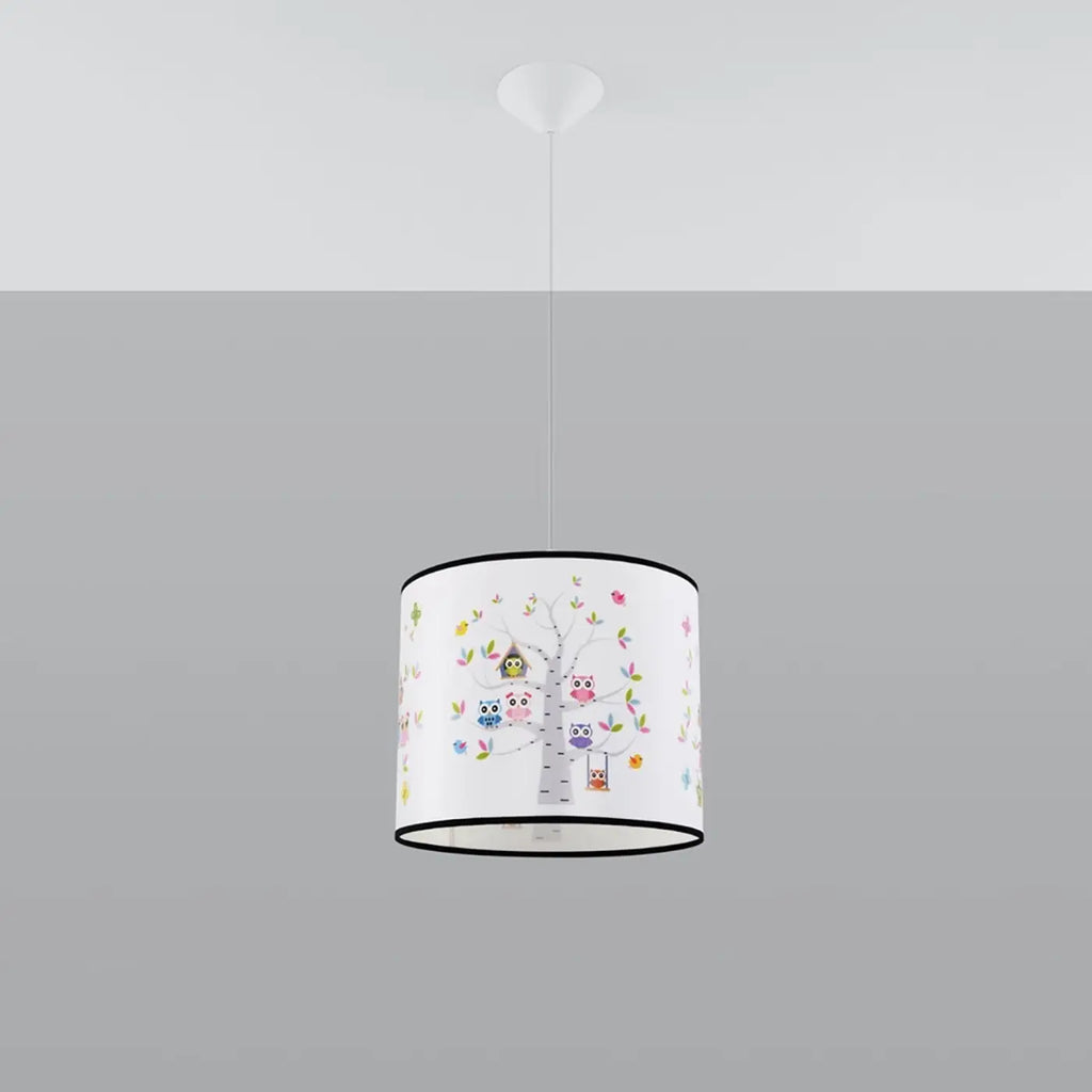Suspension chambre d'enfant, abat-jour à motif de hiboux colorés