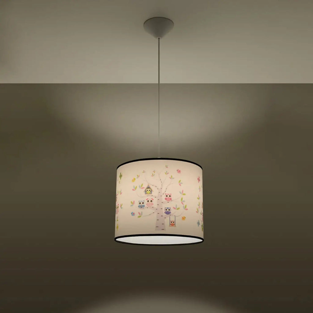 Suspension chambre d'enfant, abat-jour à motif de hiboux colorés