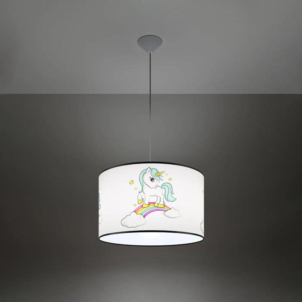 Suspension chambre d'enfant, abat-jour licorne et arc-en-ciel