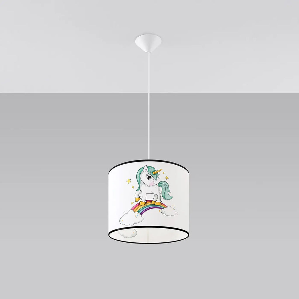 Suspension chambre d'enfant, abat-jour licorne et arc-en-ciel