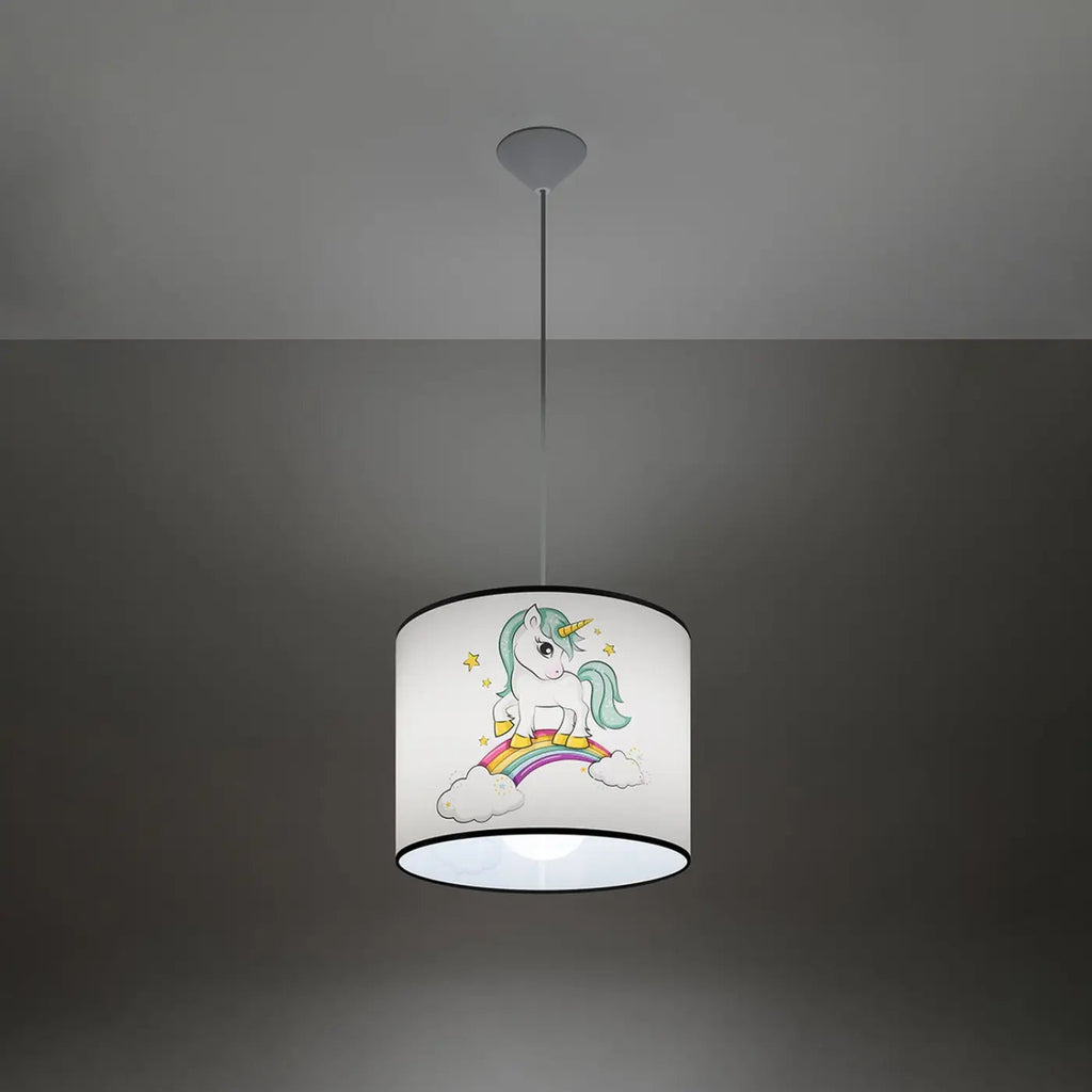 Suspension chambre d'enfant, abat-jour licorne et arc-en-ciel