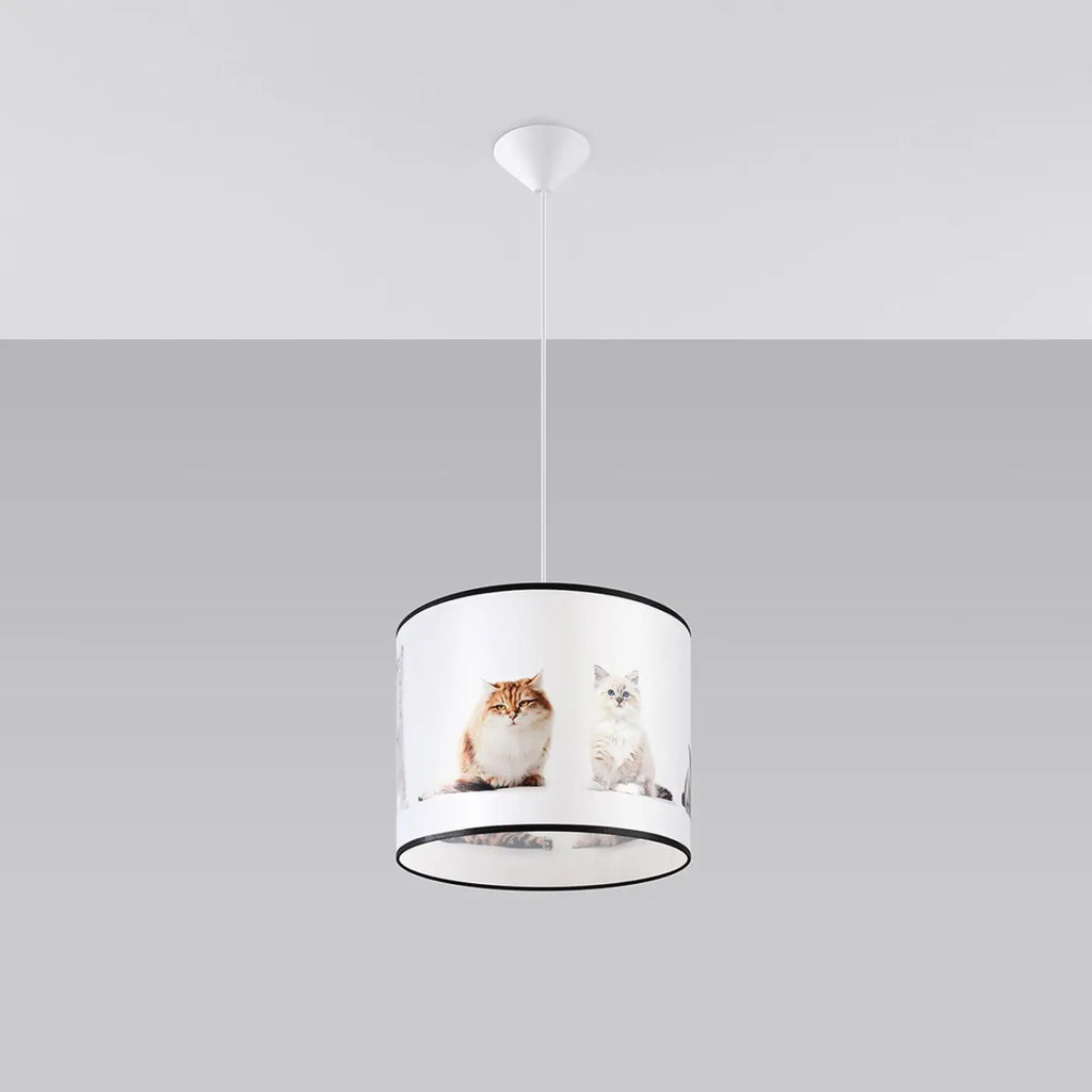 Suspension chambre d'enfant, abat-jour à décor de chatons