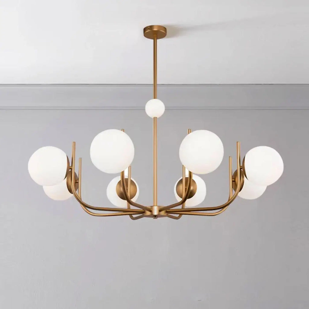 Suspension chandelier classique à globes opalins, S à L