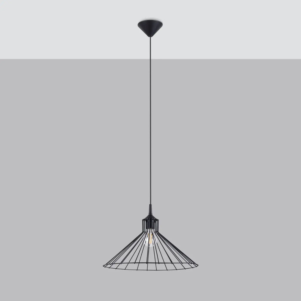 Suspension filaire en acier noir, forme de chapeau, 40 cm
