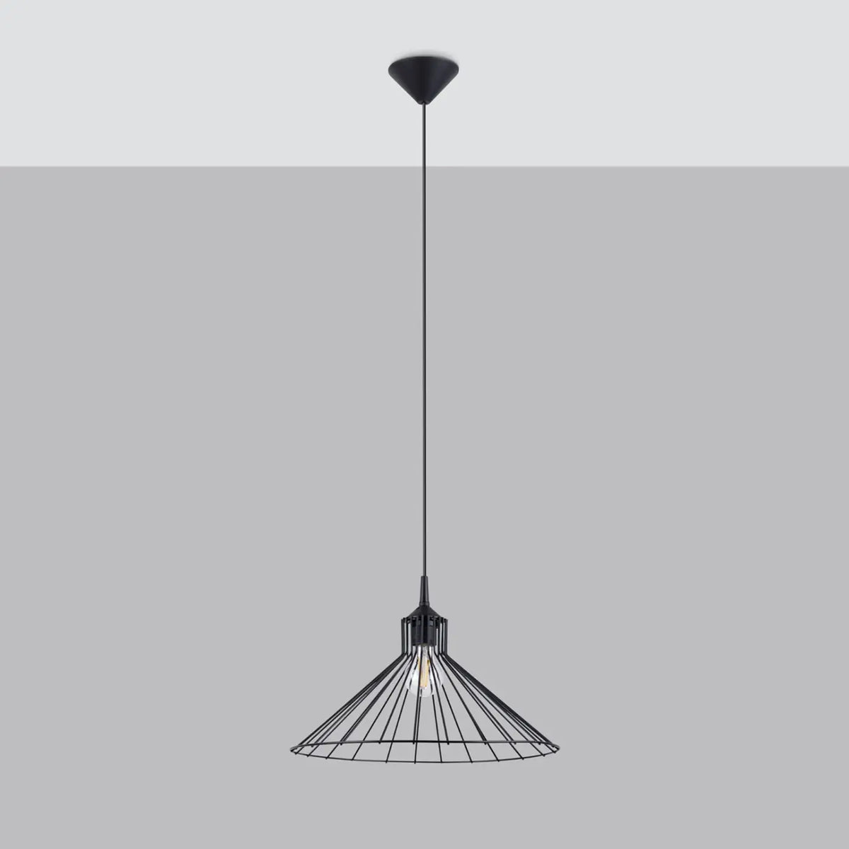 Suspension filaire en acier noir, forme de chapeau, 40 cm