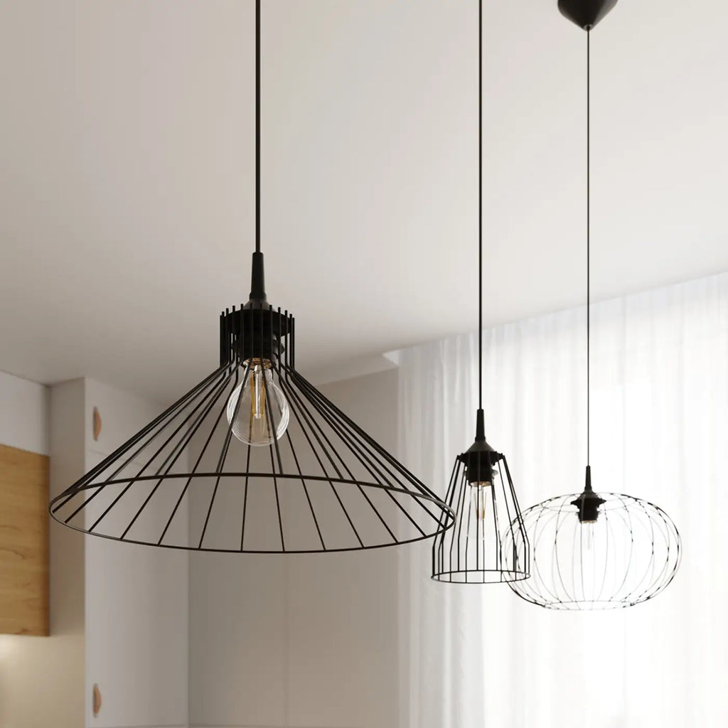 Suspension filaire en acier noir, forme de chapeau, 40 cm