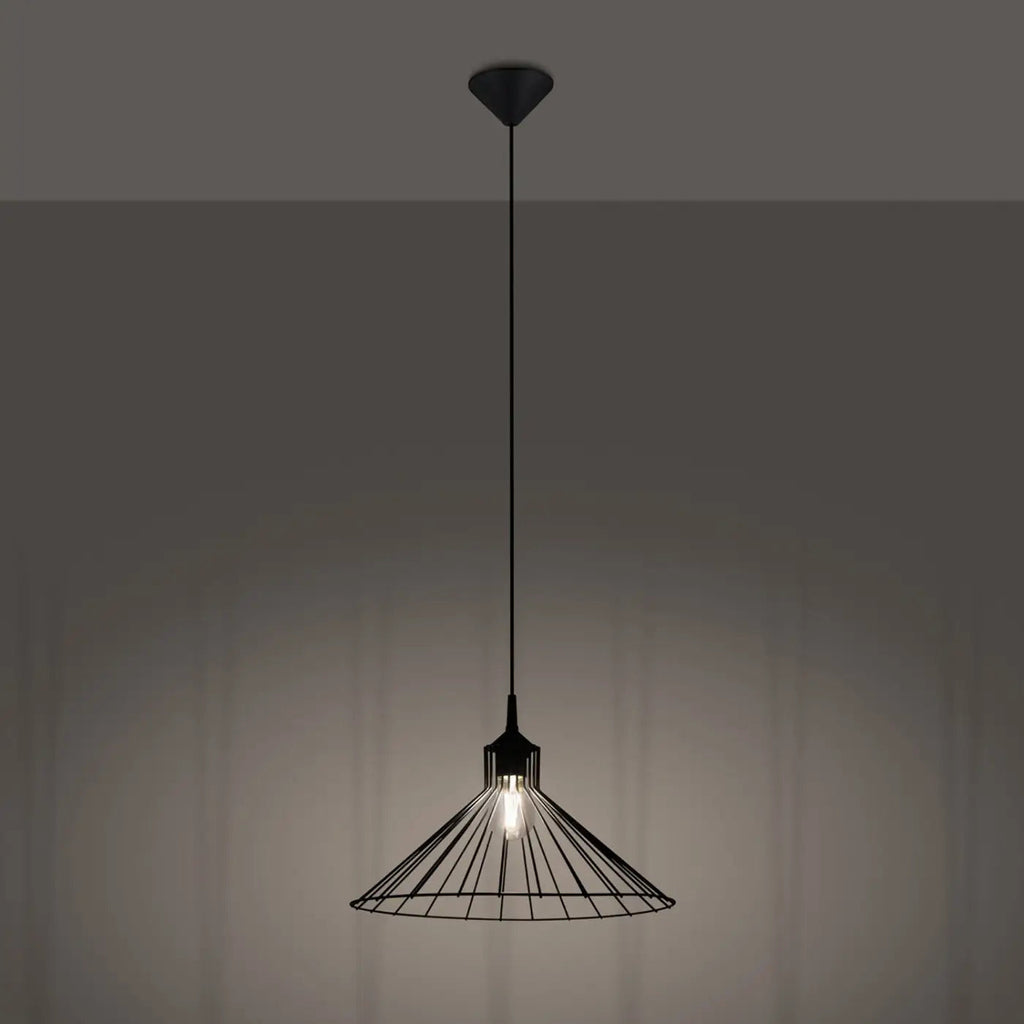 Suspension filaire en acier noir, forme de chapeau, 40 cm