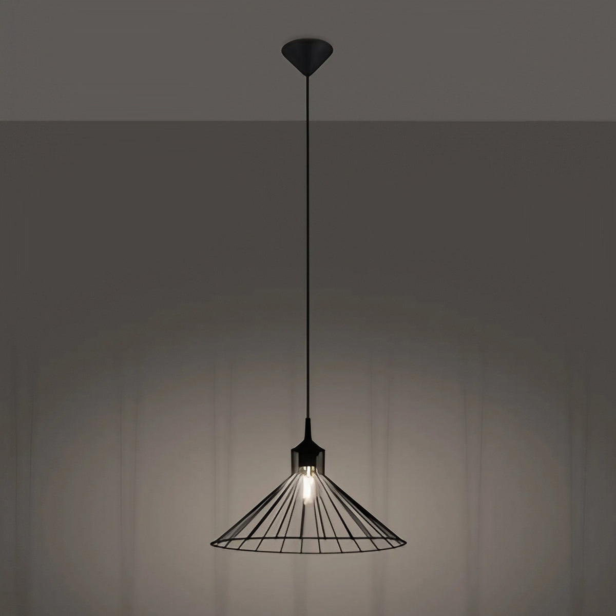 Suspension filaire en acier noir, forme de chapeau, 40 cm