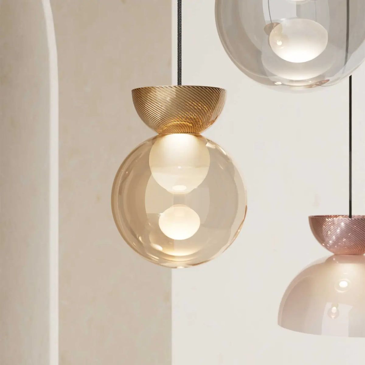 Suspension globe en verre miroir à sphère cachée, 20 ou 30 cm