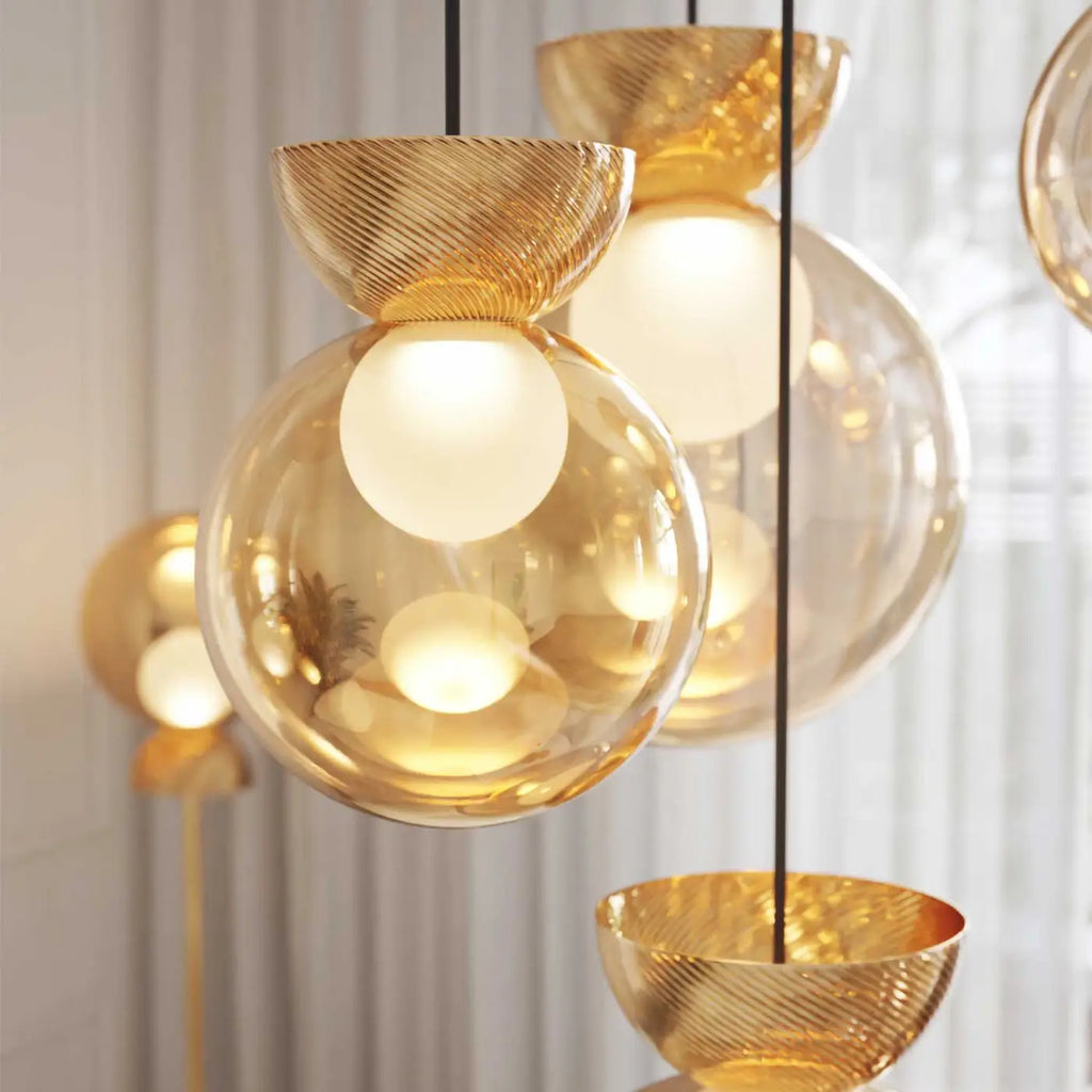 Suspension globe en verre miroir à sphère cachée, 20 ou 30 cm