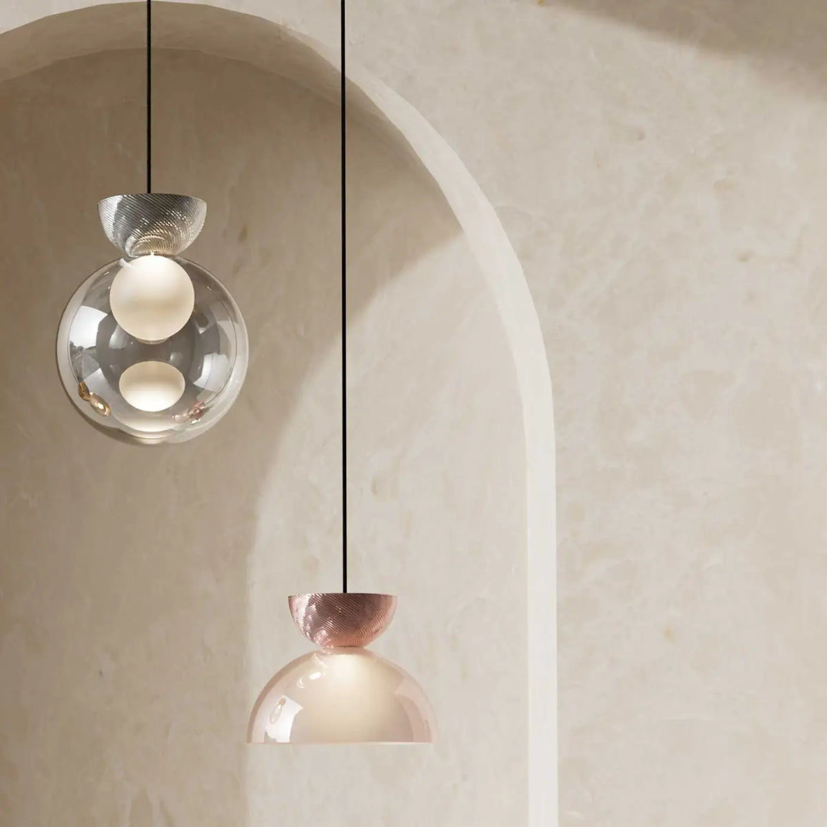 Suspension globe en verre miroir à sphère cachée, 20 ou 30 cm