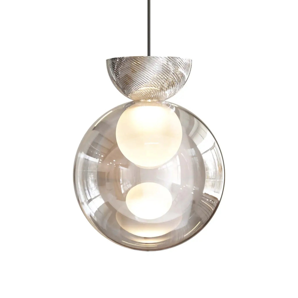 Suspension globe en verre miroir à sphère cachée, 20 ou 30 cm, argenté