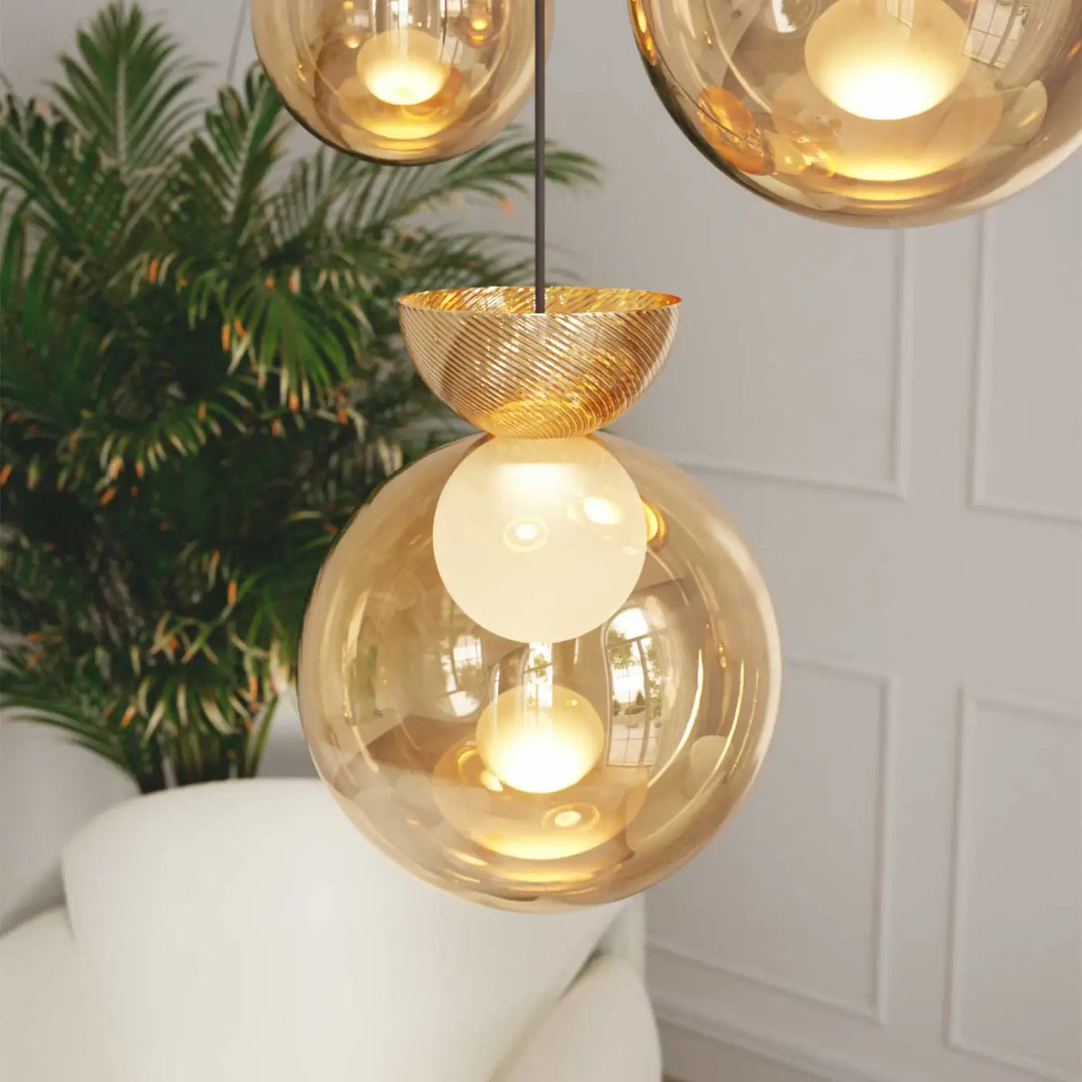 Suspension globe en verre miroir à sphère cachée, 20 ou 30 cm