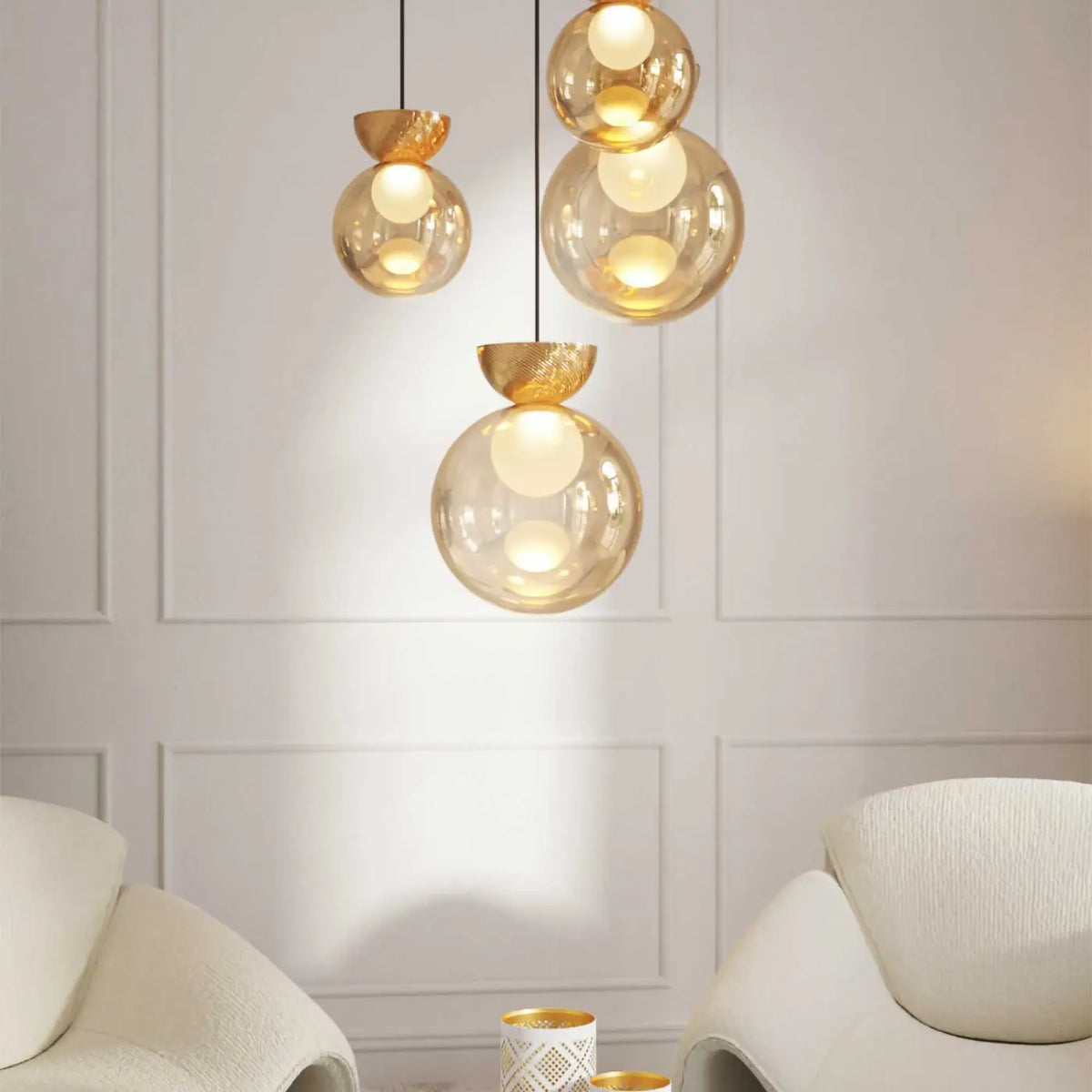 Suspension globe en verre miroir à sphère cachée, 20 ou 30 cm