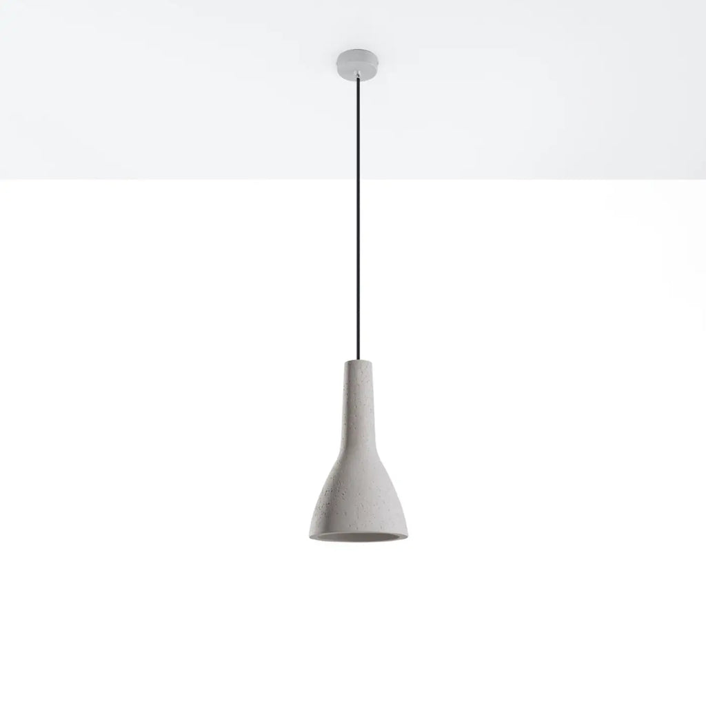 Suspension cloche élancée en béton gris clair, 17 cm